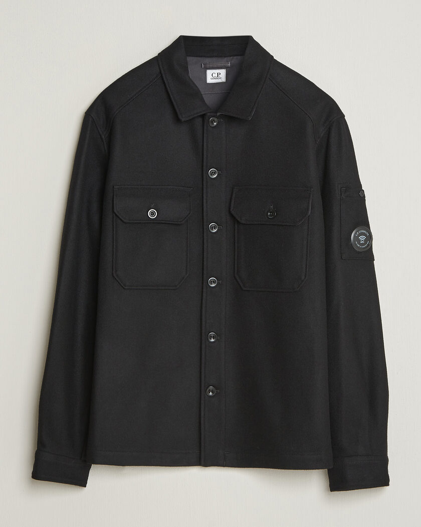 C.P. Company Felted Wool Overshirt Black – Negro
