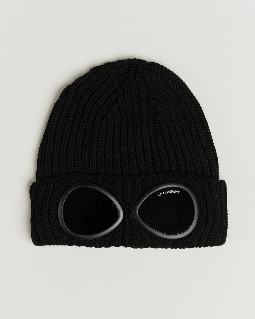 C.P. Company Knitted Merino Goggle Beanie Black – Negro