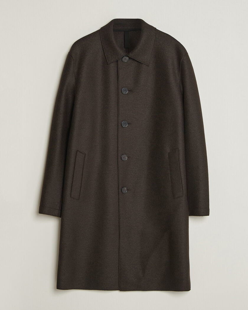 Harris Wharf London Pressed Wool Mac Coat Dark Brown – Marrón