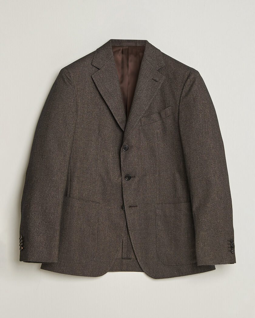 Caruso Aida Brushed Cotton Blazer Dark Brown – Marrón