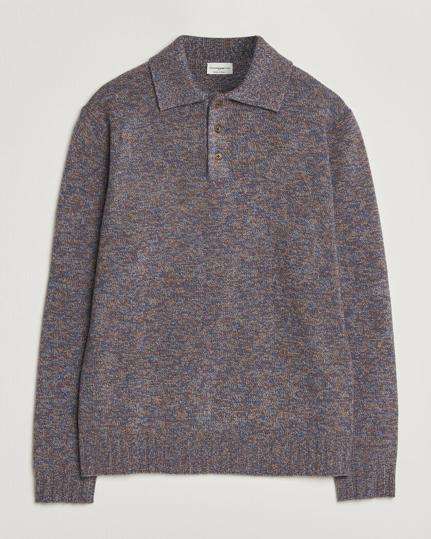 Morgano Wool/Cashmere Knitted Polo Blue – Azul