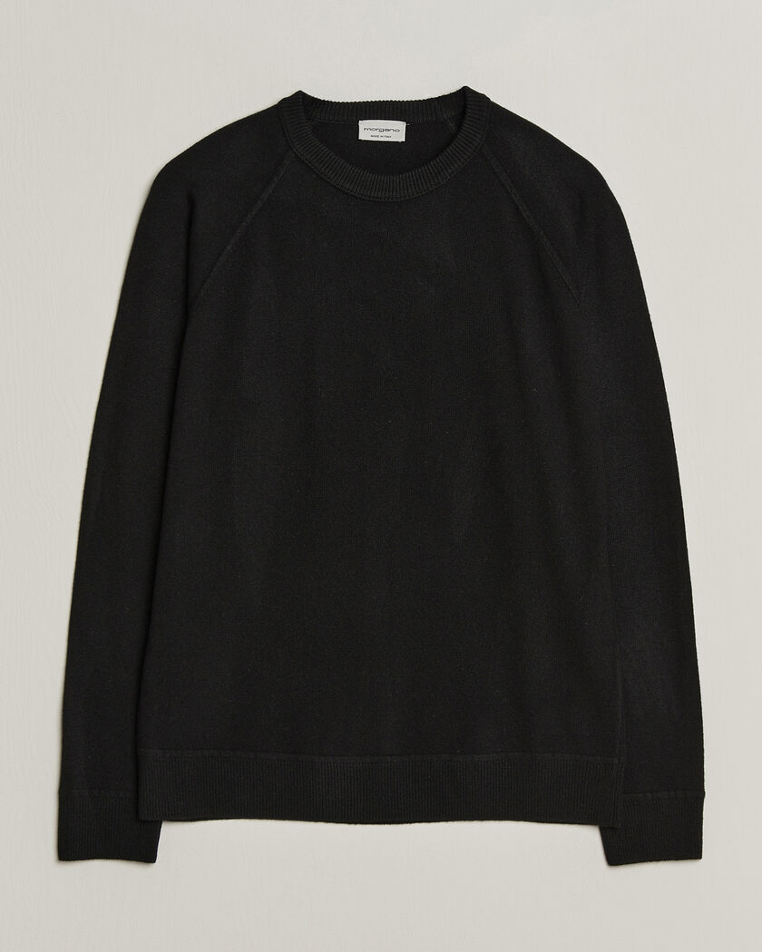 Morgano Wool/Cashmere Raglan Crew Black – Negro
