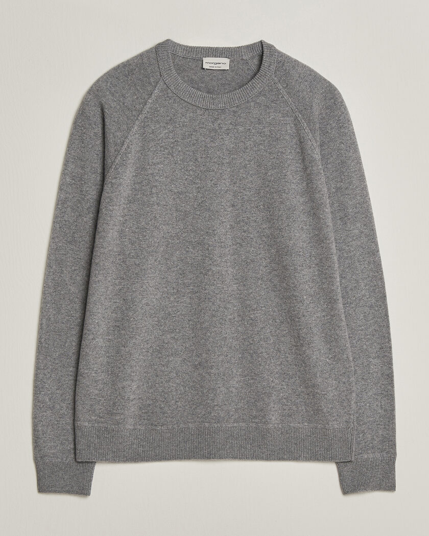 Morgano Wool/Cashmere Raglan Crew Grey – Gris