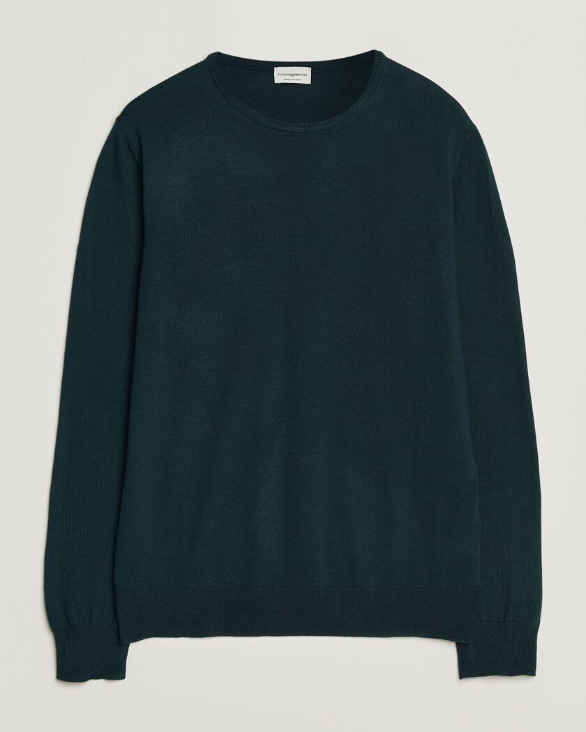 Morgano Extra Fine Merino Wool Crewneck Bottle Green – Verde