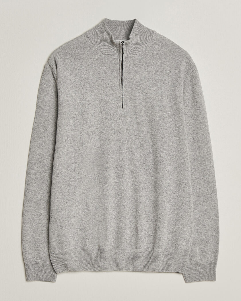 Morgano Wool/Cashmere Half-Zip Mid Grey – Gris