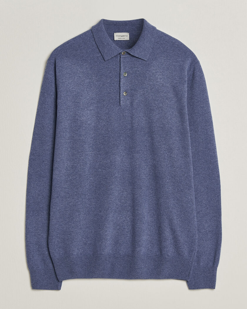 Morgano Wool/Cashmere Polo Mid Blue – Azul