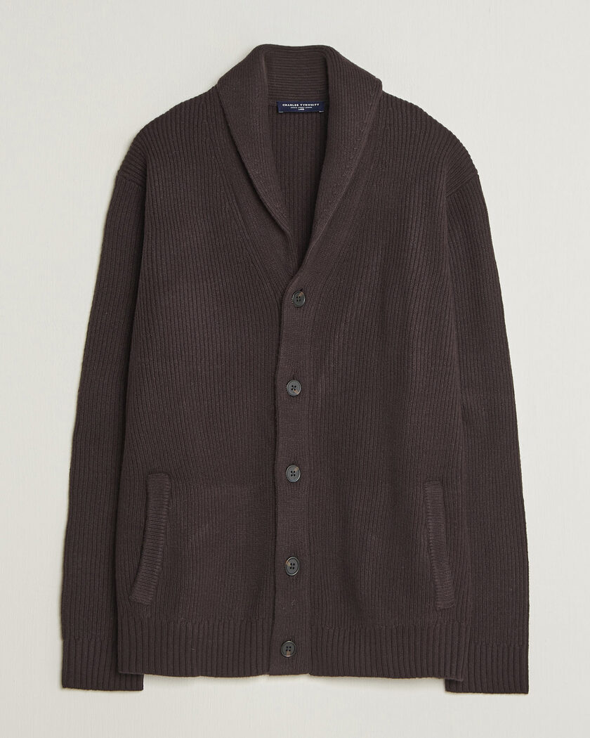 Charles Tyrwhitt Chunky Merino Shawl Neck Cardigan Chocolate – Marrón