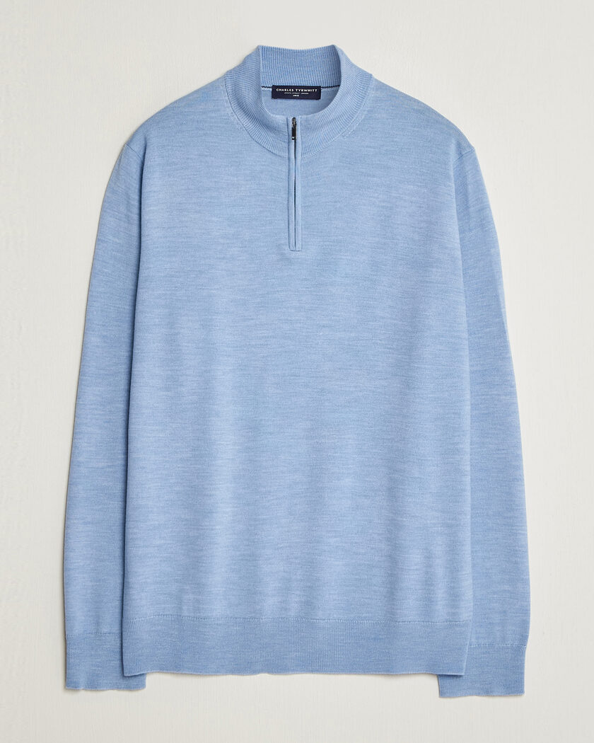 Charles Tyrwhitt Pure Merino Zip Neck Jumper Cornflower Blue – Azul