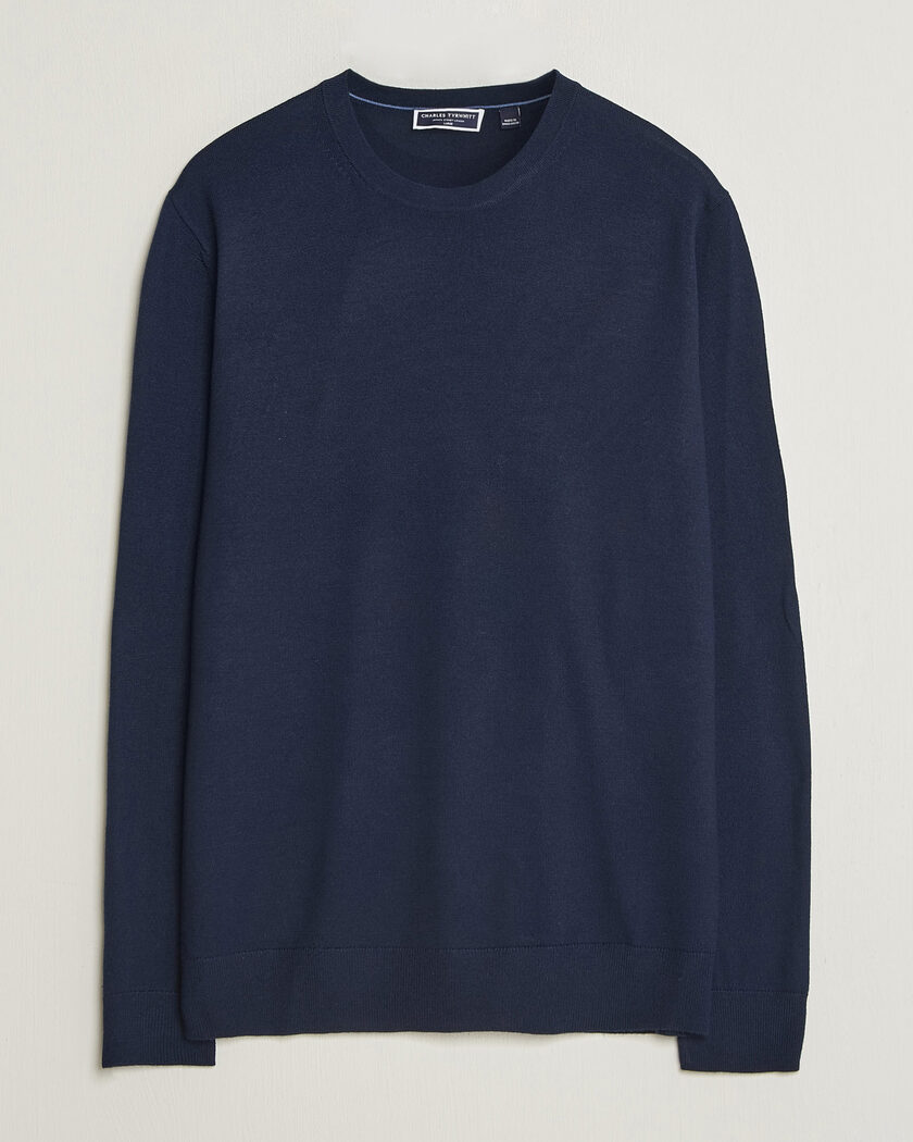 Charles Tyrwhitt Pure Merino Crew Neck Jumper Navy – Azul