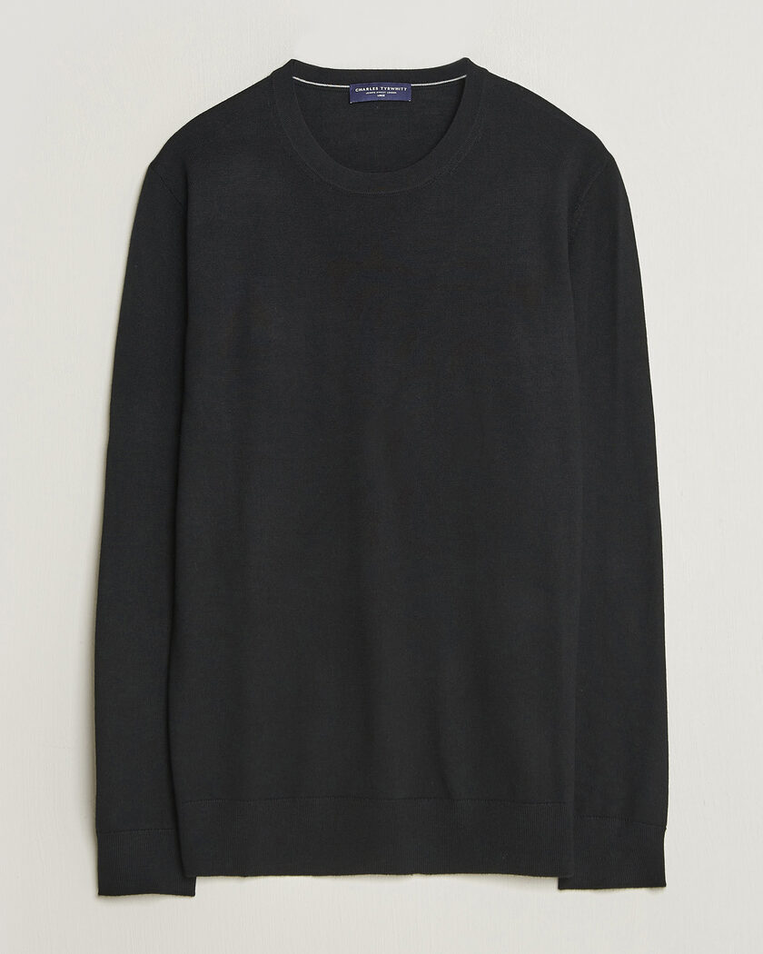 Charles Tyrwhitt Pure Merino Crew Neck Jumper Black – Negro