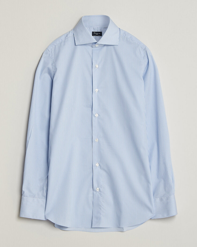 Finamore Napoli Milano Slim Traveller Cotton Shirt Blue Stripe – Azul