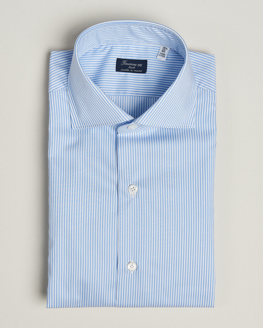 Finamore Napoli Milano Slim Traveller Cotton Shirt Blue Stripe – Azul