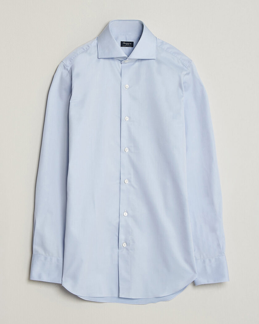 Finamore Napoli Milano Slim Traveller Cotton Shirt Light Blue – Azul