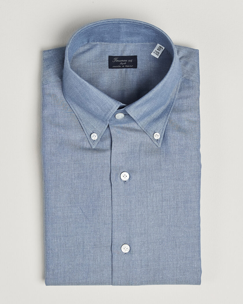 Finamore Napoli Milano Slim Cashmere BD Shirt Light Blue – Azul