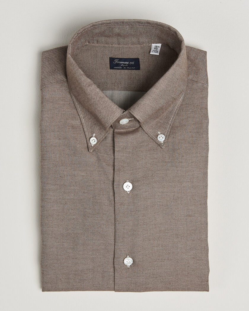 Finamore Napoli Milano Slim Cashmere BD Shirt Brown – Marrón