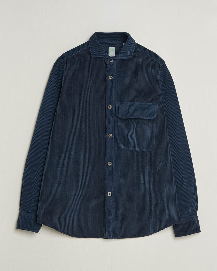 Finamore Napoli Garment Dyed Corduroy Overshirt Navy – Azul