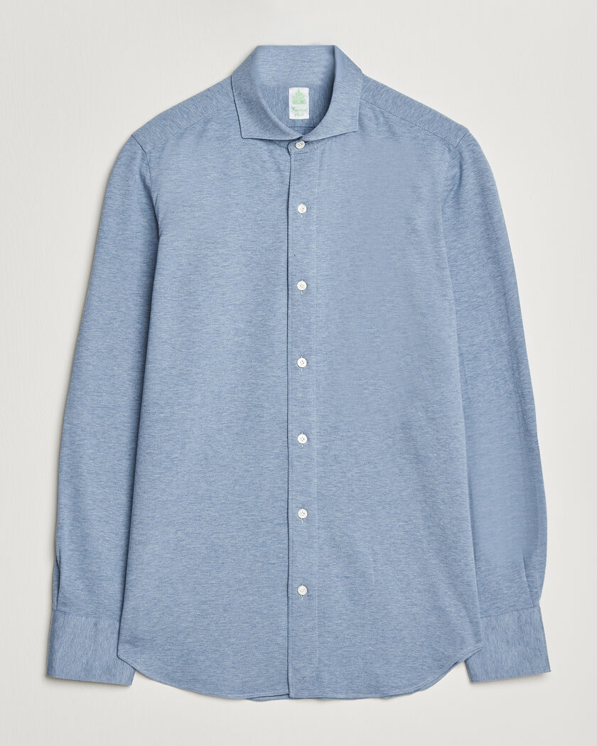 Finamore Napoli Cotton/Cashmere Jersey Shirt Light Blue – Azul