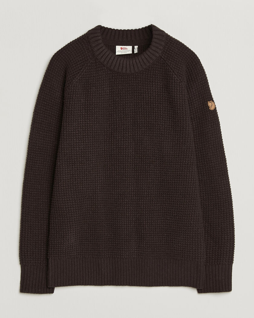 Fjällräven Övik Wool Waffle Knit Black Oak – Marrón