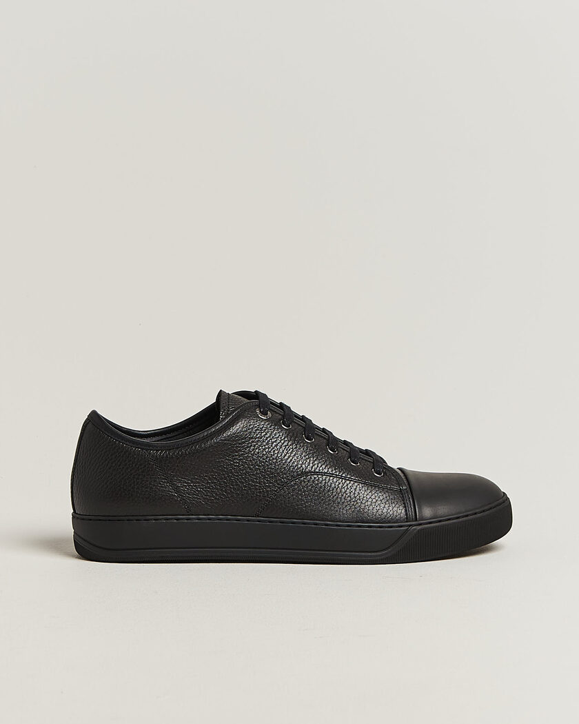 Lanvin DBB1 Grain Leather Cap Toe Sneaker Black – Negro