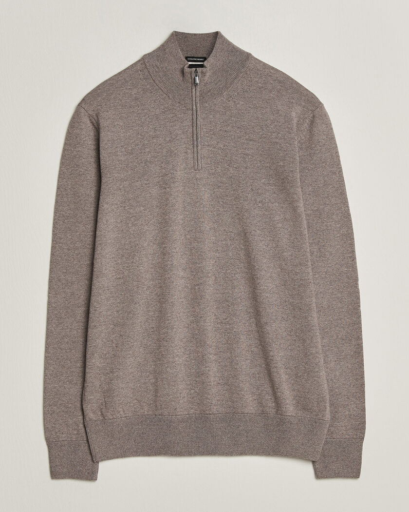 BOSS BLACK Ebenji Merino Knitted Half Zip Open Brown – Marrón