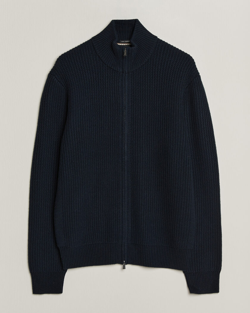 BOSS BLACK Fiocco Wool/Cashmere Full Zip Dark Blue – Azul