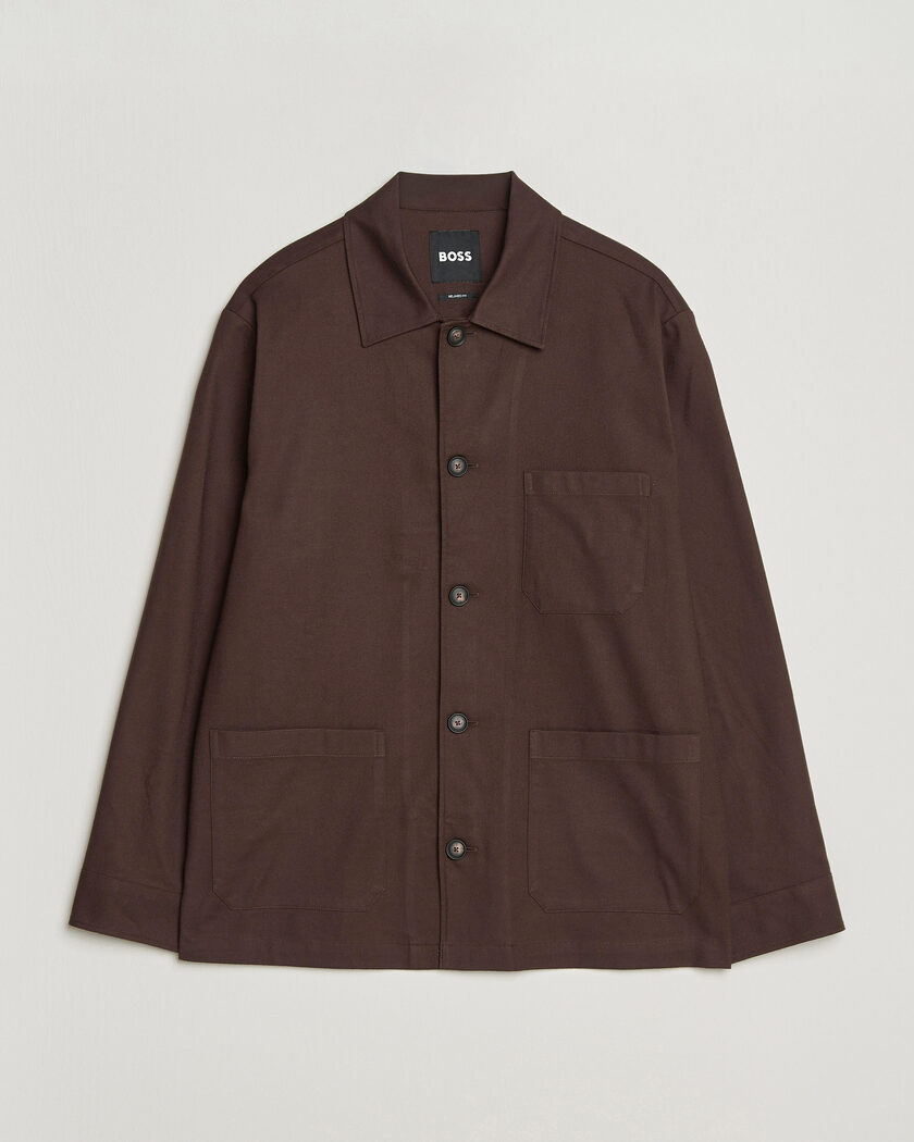 BOSS BLACK Cai Cotton Overshirt Dark Brown – Marrón