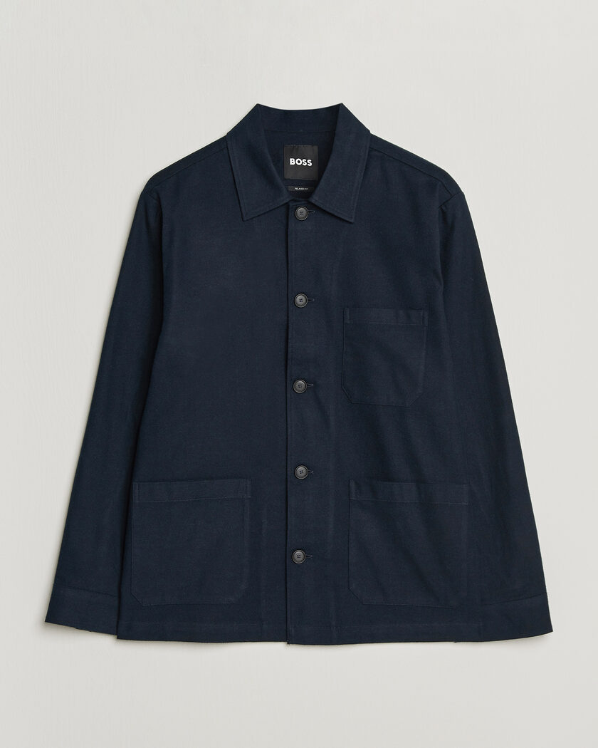 BOSS BLACK Cai Cotton Overshirt Dark Blue – Azul