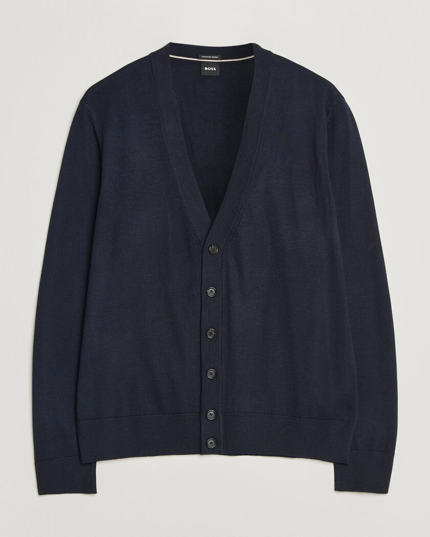 BOSS BLACK Mardon Wool Cardigan Dark Blue – Azul