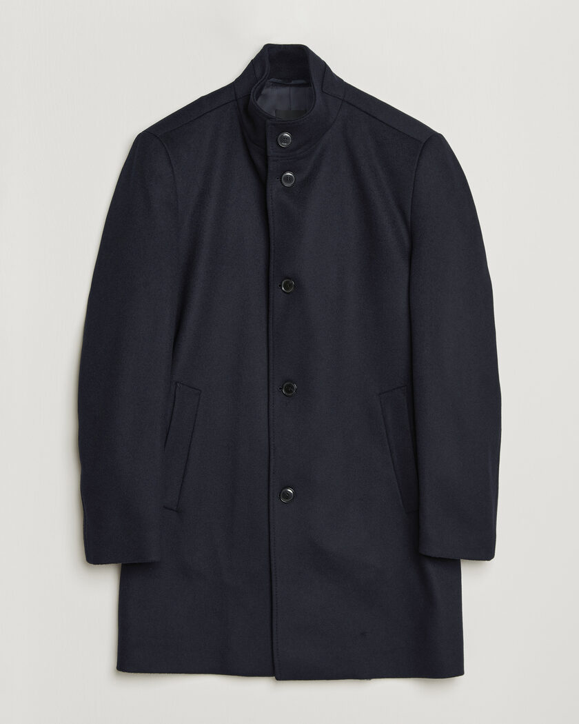 BOSS BLACK Hyde Wool Stand Up Collar Coat Dark Blue – Azul