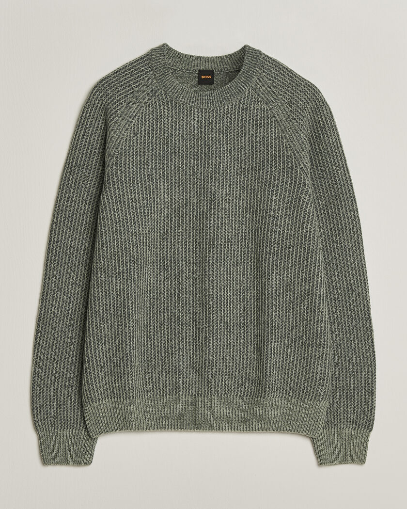 BOSS ORANGE Kepler Wool Knitted Sweater Open Green – Verde