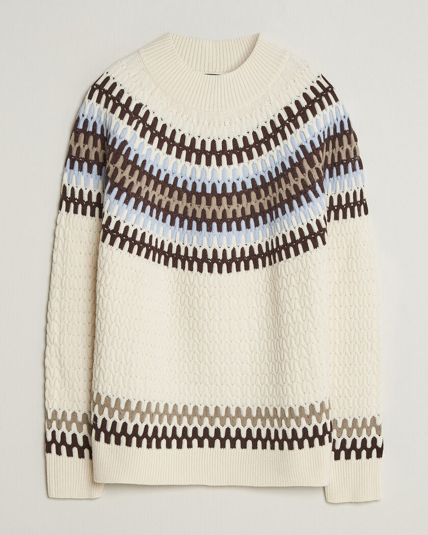 BOSS BLACK Fiotto Wool Fairisle Sweater Open White – Blanco