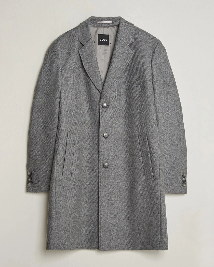 BOSS BLACK Hyde Wool Coat Medium Grey – Gris