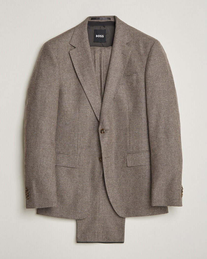 BOSS BLACK Huge Wool Pepita Suit Dark Brown – Marrón