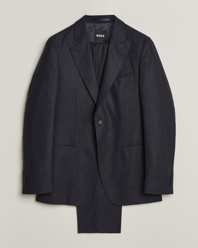 BOSS BLACK Huge Wool Pinstriped Suit Dark Blue – Multicolor