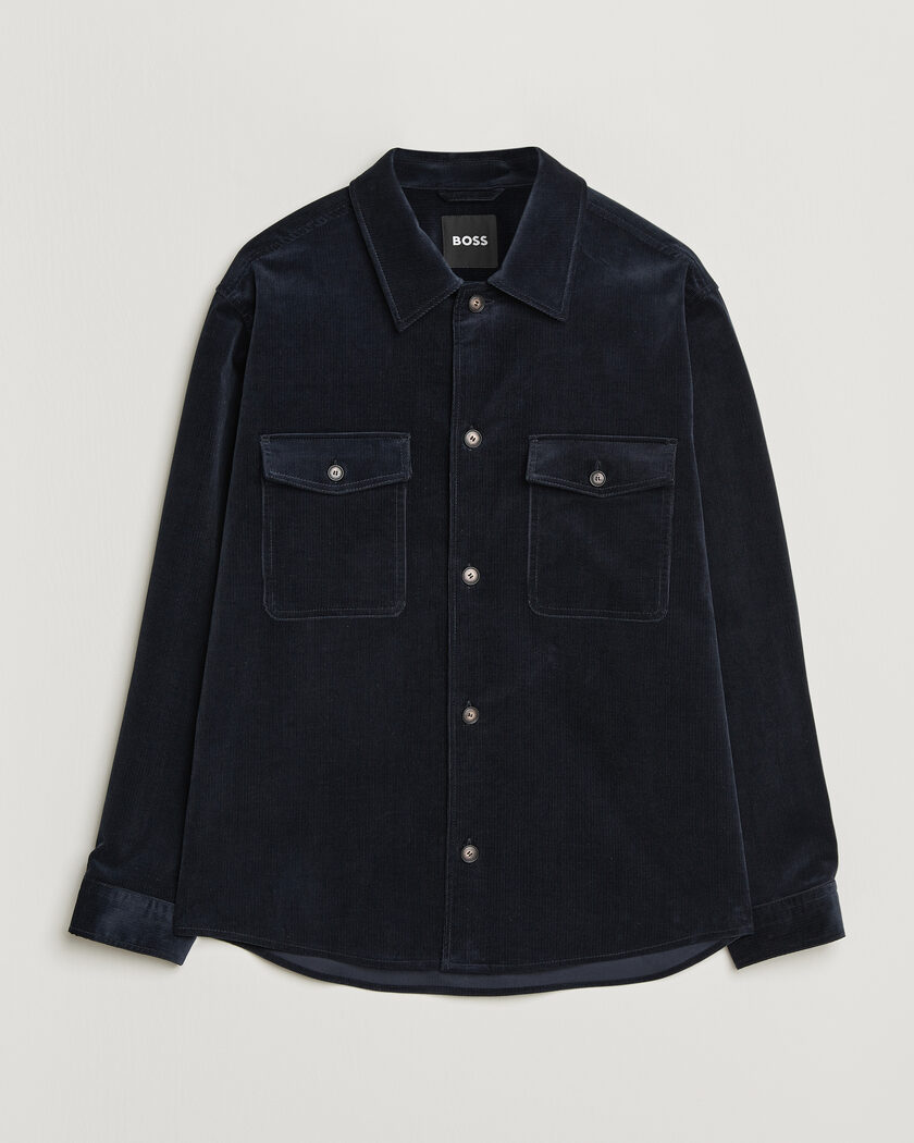 BOSS BLACK Carper Corduroy Overshirt Dark Blue – Azul