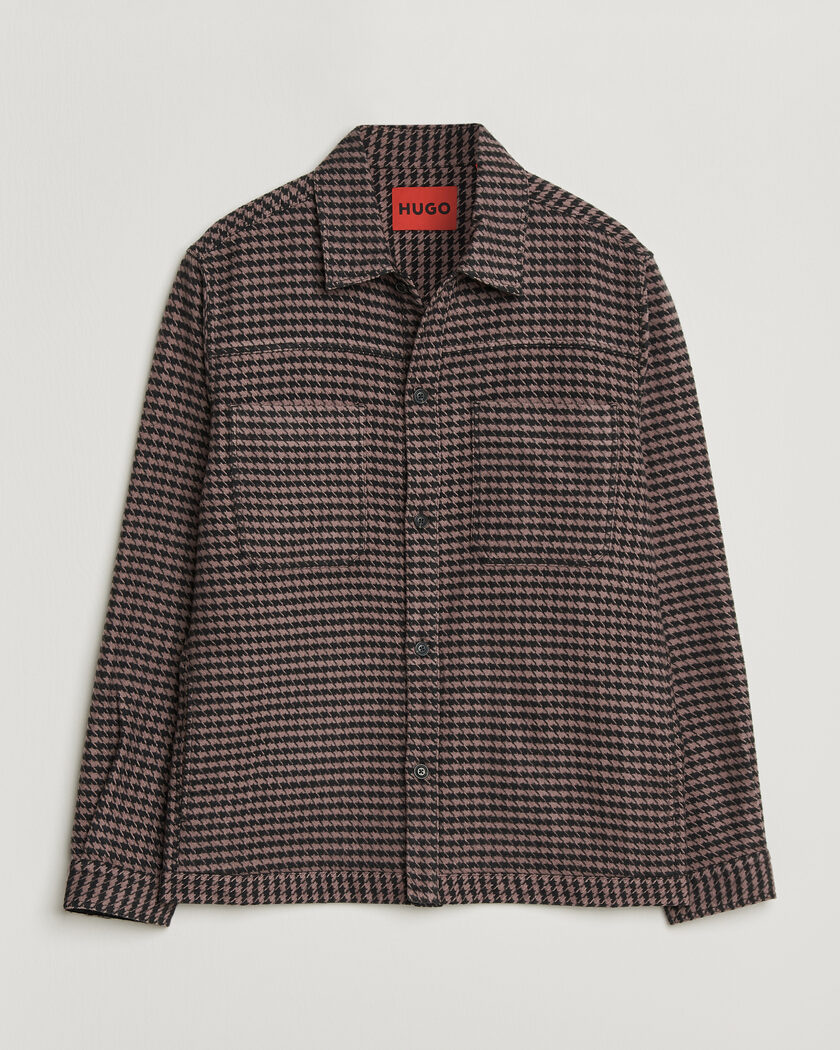 HUGO Eniri Houndstooth Overshirt Copper Brown – Marrón