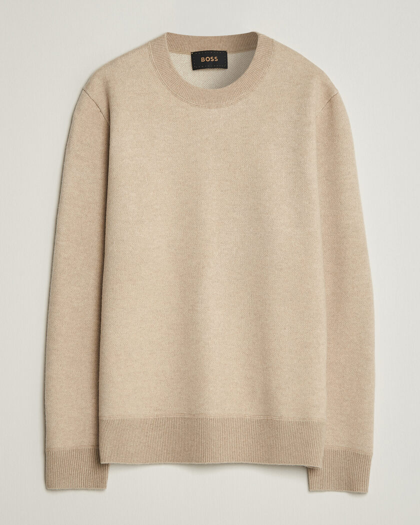 Stone Island Knitted Lambwool Sweater Natural en CareOfCarl.es Stone Island Knitted Lambwool Sweater Natural en CareOfCarl.es