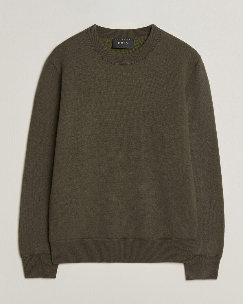 BOSS CAMEL Farrison Cashmere Knitted Sweater Open Green – Verde