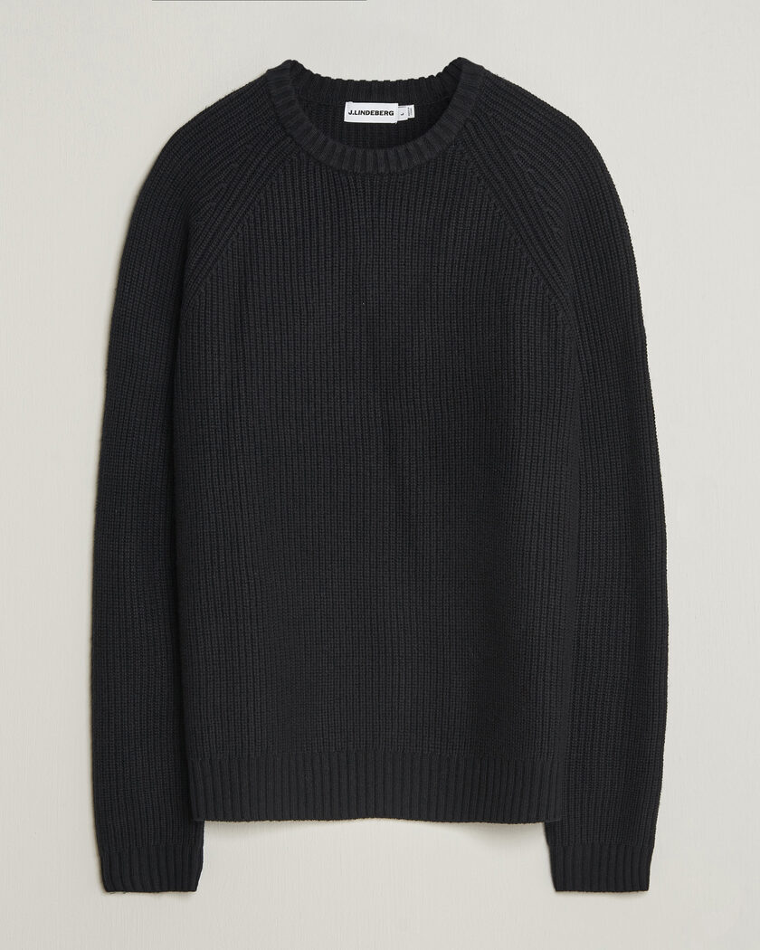 J.Lindeberg Hallow Wool Blend Knitted Sweater Black – Negro