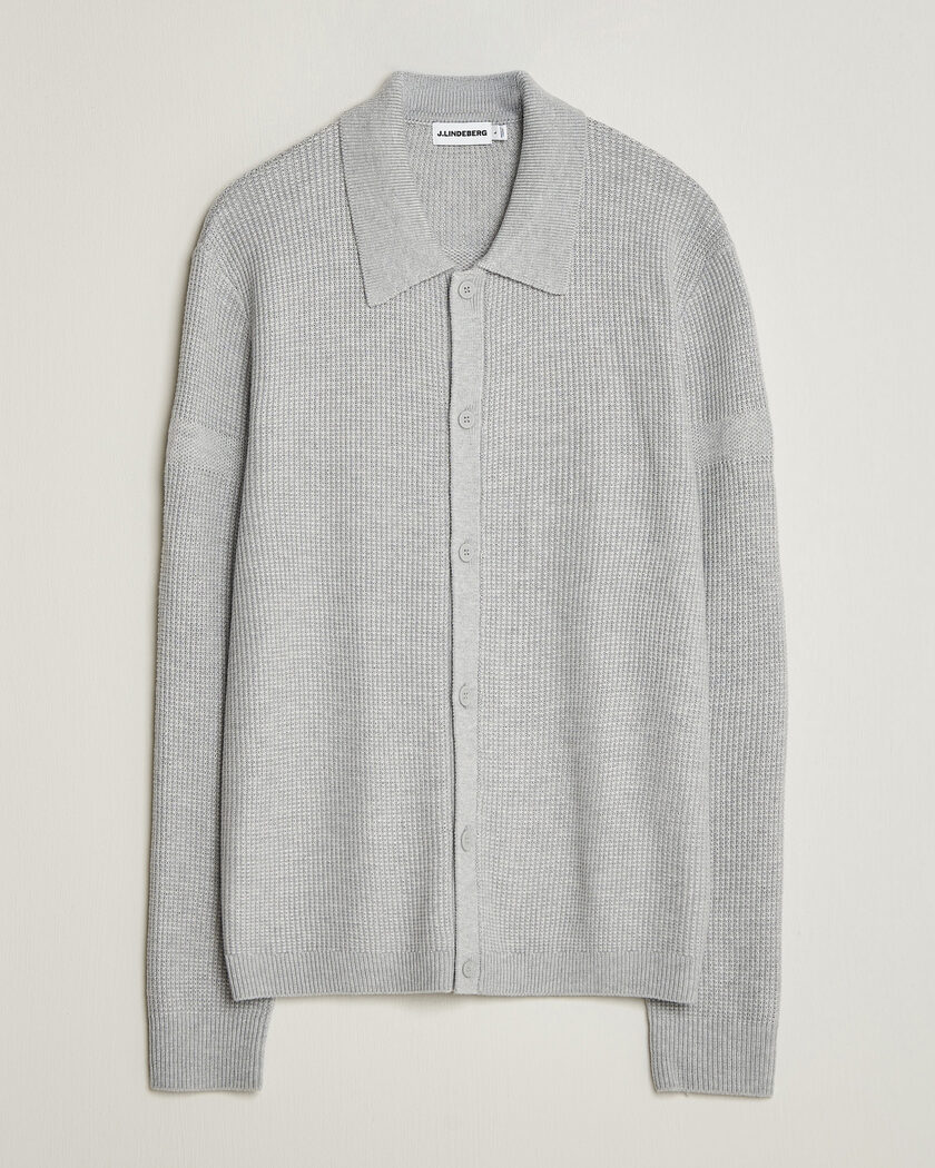  J.Lindeberg Willem Knitted Cardigan Light Grey Melange – Gris