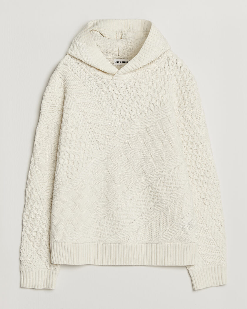 J.Lindeberg Savio Cable Knitted Hoodie Tofu – Blanco