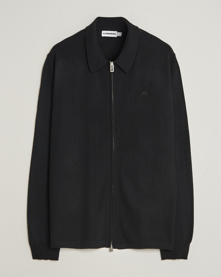 J.Lindeberg Kaleb Merino Full Zip Black – Negro