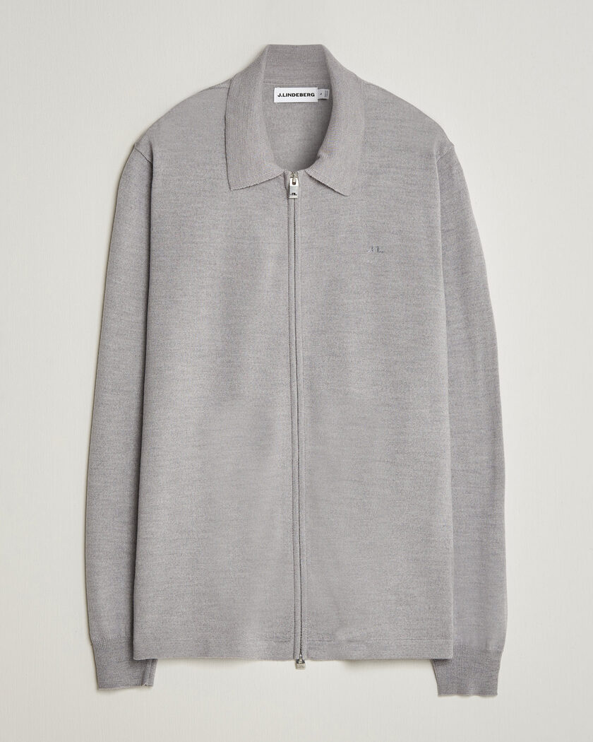 J.Lindeberg Kaleb Merino Full Zip Light Grey Melange – Gris