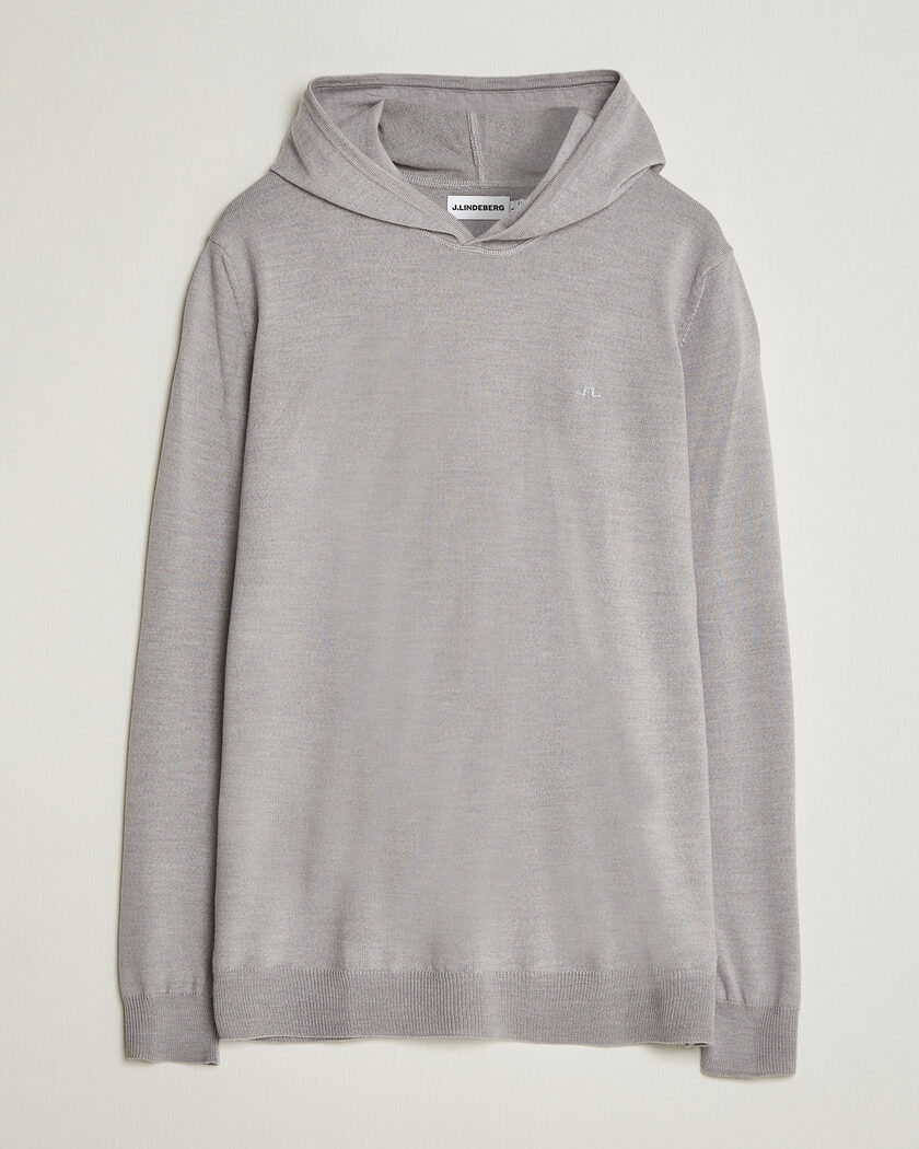 J.Lindeberg Karl Merino Hoodie Light Grey Melange – Gris