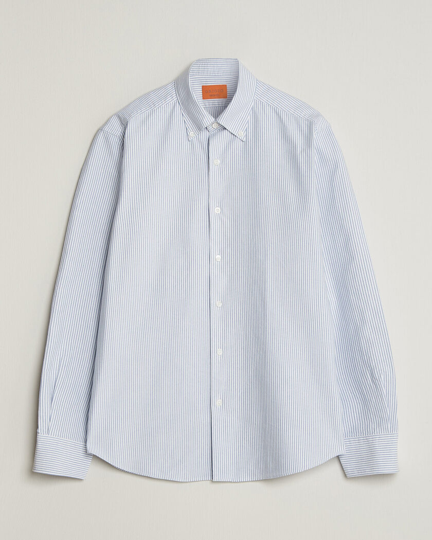 Grigio Oxford Button Down Shirt Light Blue Stripe – Azul