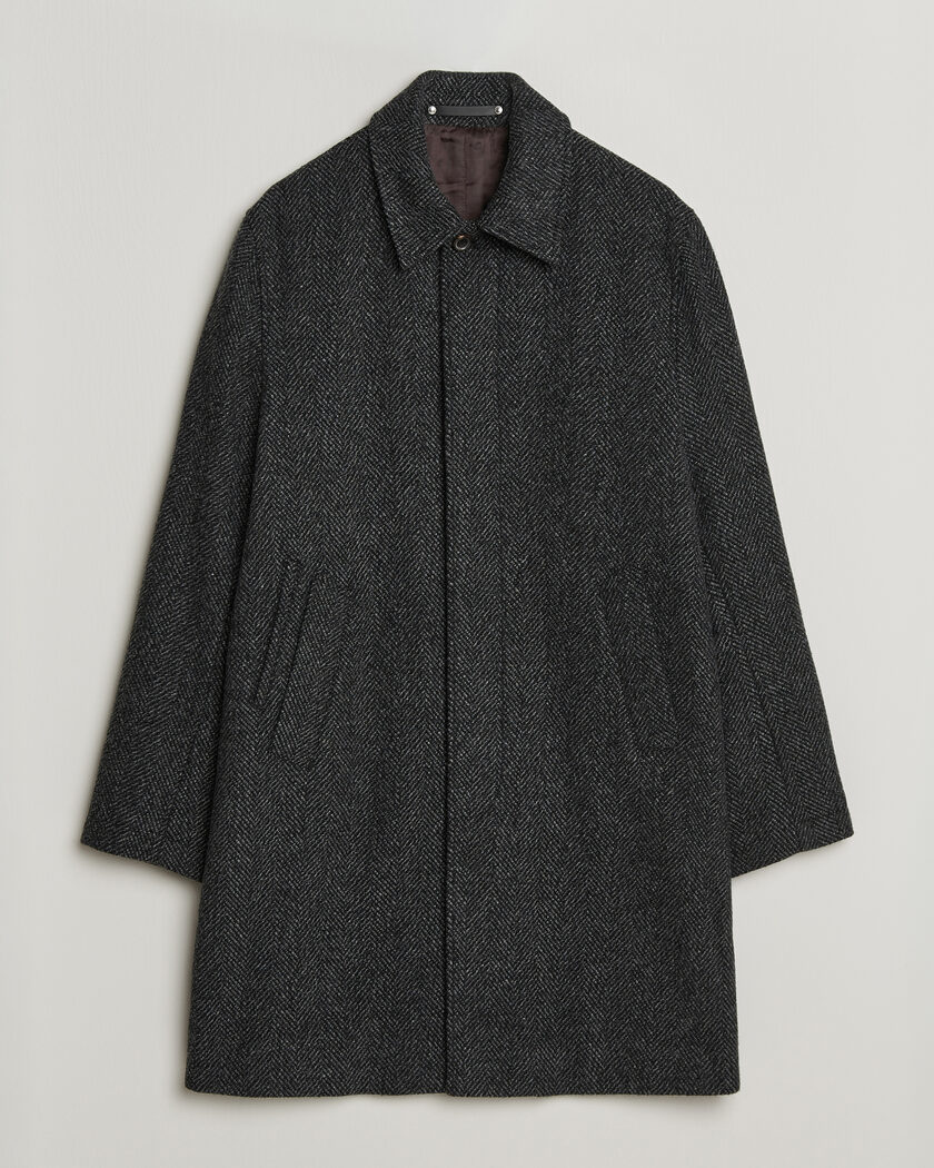 PS Paul Smith Wool Herringbone Coat Black – Negro