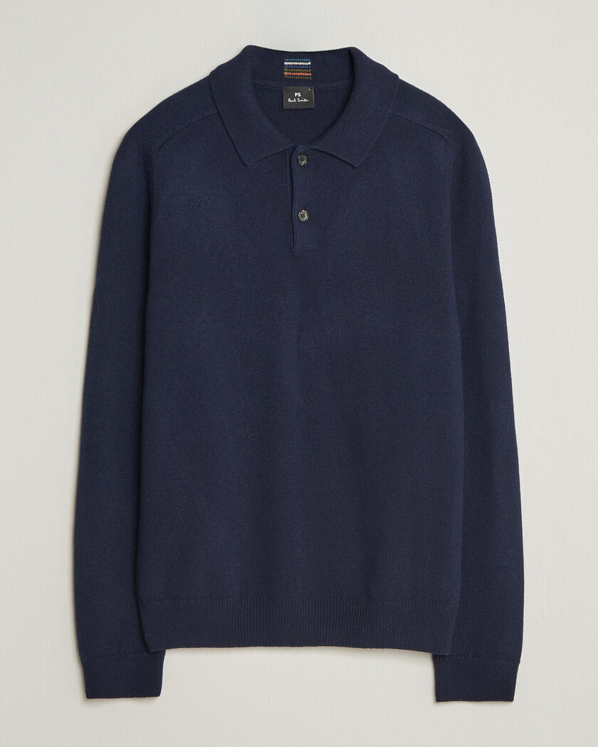PS Paul Smith Wool Knitted Polo Navy – Azul