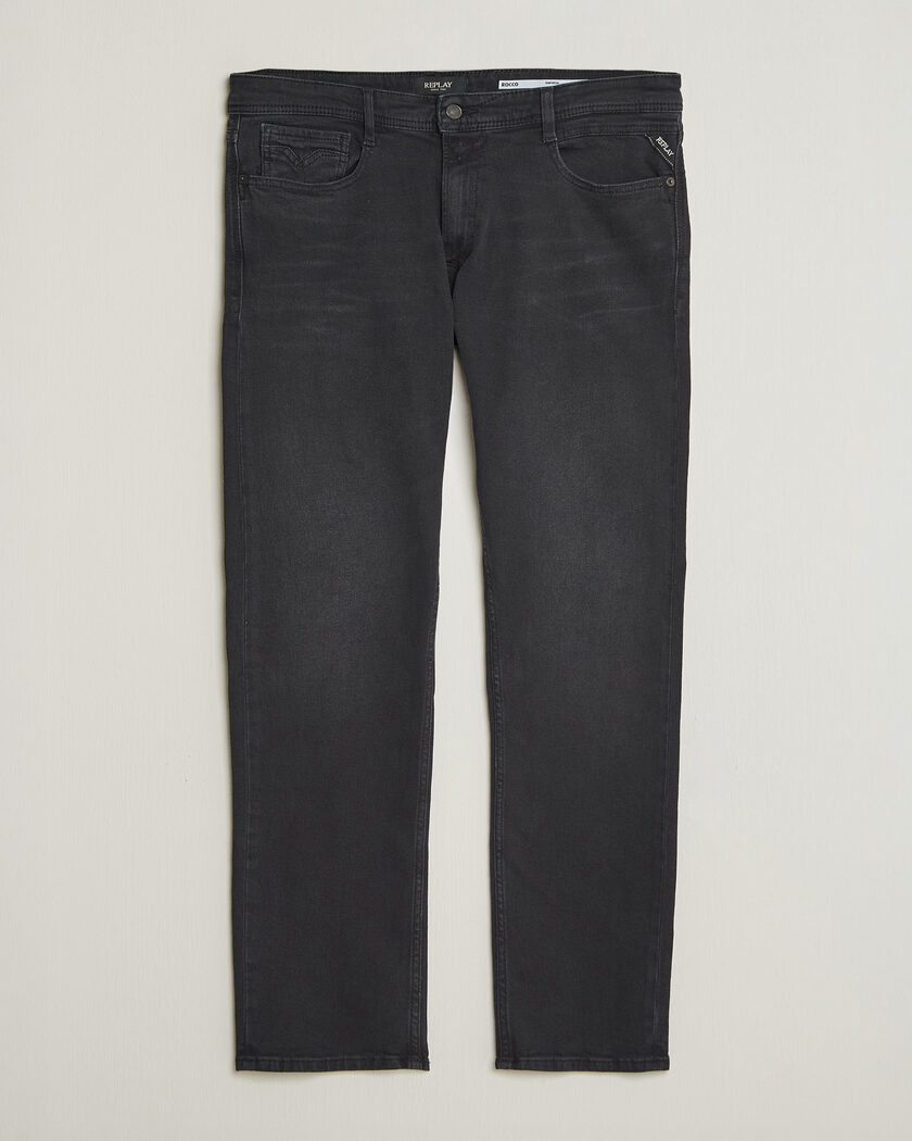Replay Rocco Comfort Fit Powerstretch Jeans Washed Black – Negro