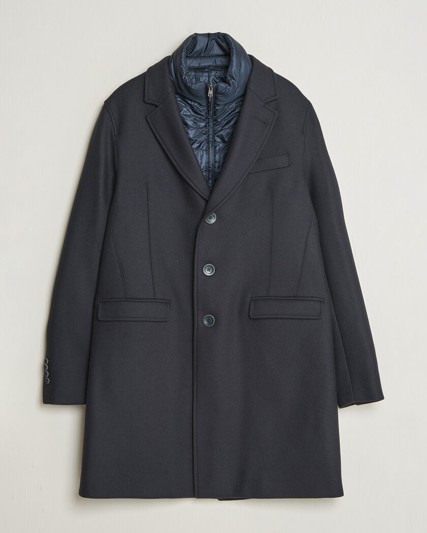Herno Wool Zip Coat Navy – Azul