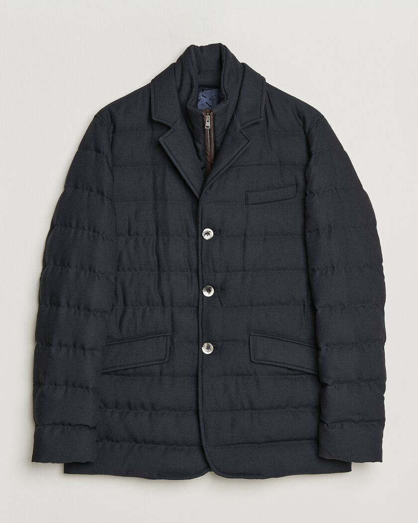 Herno Flannel Down Blazer Navy – Azul